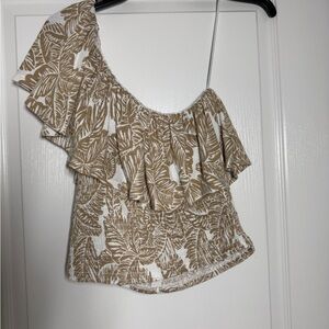 Gentle Fawn Tan and White Leaf Print Blouse